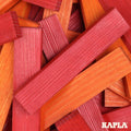KAPLA® Holzbausteine Roten und Orangen Steinen im Holzkasten 40 Steine mit Kunstband No. 22