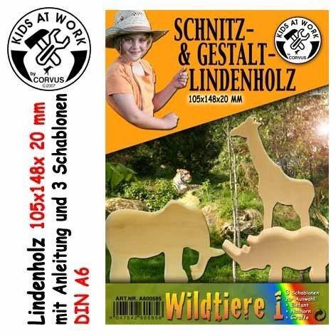 SCHNITZHOLZ 10X15X2 WILDTIERE