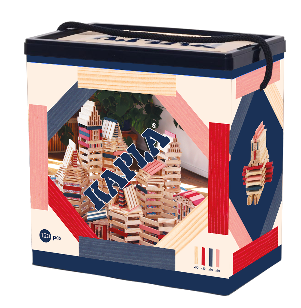 KAPLA® Holzbausteine120er Box rosa, rot dunkelblau Neuheit 2022