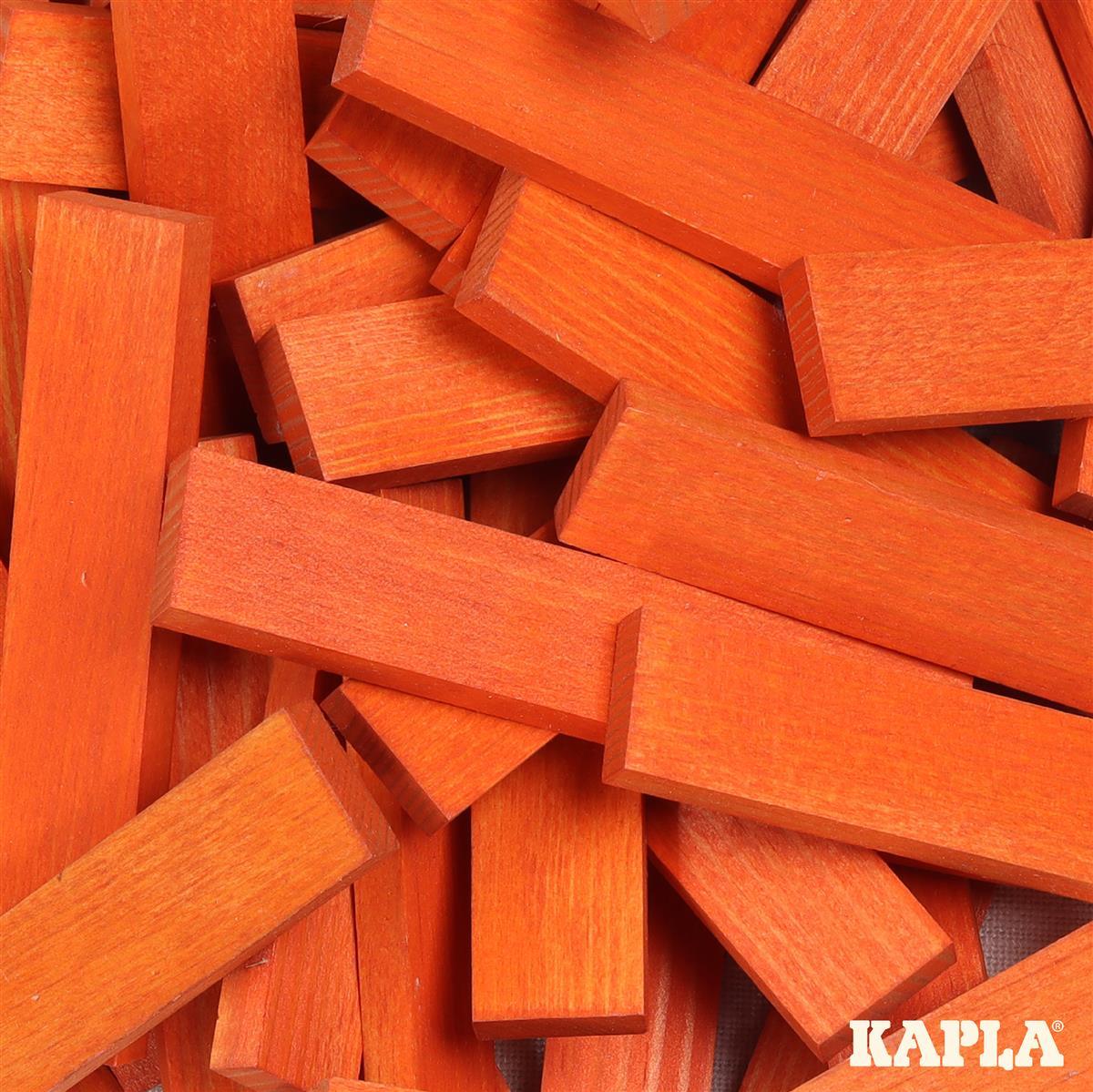 KAPLA® Holzbausteine 40 Orangen Steine im Holzkasten