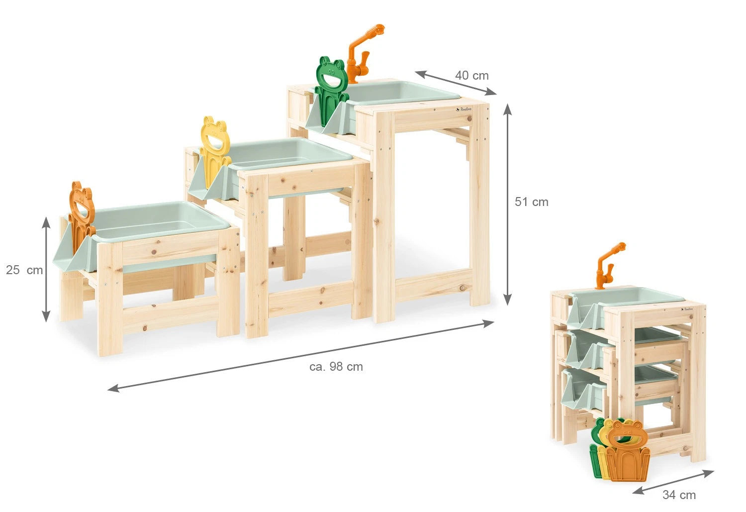 Wasserspieltisch-Set Frolino 3-Teilig aus Holz für draussen