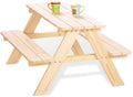 Kindersitzgarnitur Nicki für 4 aus massivem Holz 2 Bänke mit 1 Tisch natur