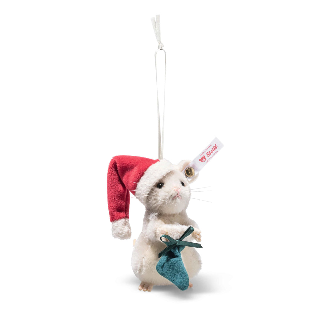 Steiff Weihnachtsmaus Ornament mit Mütze und Säckchen 8 cm