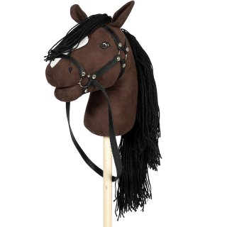 Hobby Horse Steckenpferd braun mit offenem Maul & Zügeln, mit abnehmbarem Schweiß Neuheit 2023