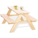 Kindersitzgarnitur Nicki für 4 aus massivem Holz 2 Bänke mit 1 Tisch natur