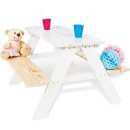 Kindersitzgarnitur Nicki für 4 aus massivem Holz 2 Bänke mit 1 Tisch weiß