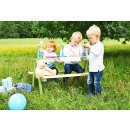 Kindersitzgarnitur Nicki für 4 aus massivem Holz 2 Bänke mit 1 Tisch grün