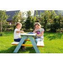 Kindersitzgarnitur Nicki für 4 aus massivem Holz 2 Bänke mit 1 Tisch bunt